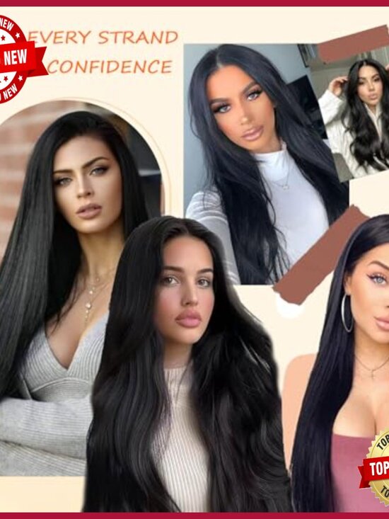 22\'\' Straight Clip-In Human Hair Extensions, Invisible Seamless Weft main image 5